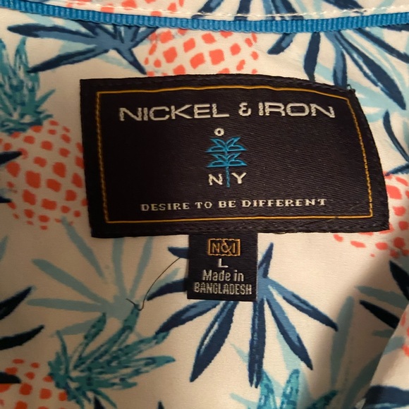 Nickel and Iron Men’s Button Down Pineapple Short Sleeve Shirt - Picture 5 of 6